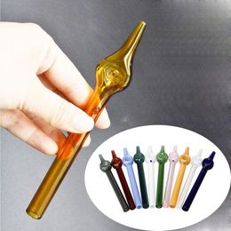 Protable 15cm L Glass Hand tobacco pipe glass Oil Burners Smoking Dotted Pipes For Glass Water Bongs Pen Mouthpiece
