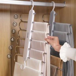 LEDFRE Pants Rack Hanger for Clothes Velvet Hangers Household Folding Multi-layer Stretch Wardrobe Storage Artefact LF71059 211112