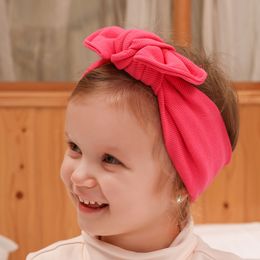 Fashion Ins Style Turban Big Bow Baby Headbands Soft Elastic Hair Bands Customised Knitted Head Wrap For Girls Hair Accessories