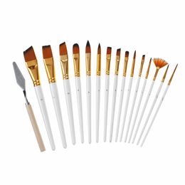 17pcs Painting Brush Set Different Size Artist Nylon Hair Wooden Handle Paint Brush DIY Watercolour Pen Drawing Art Supplies
