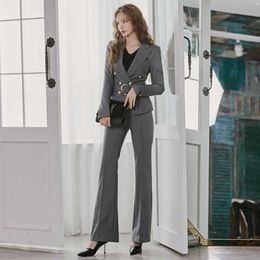 Casual Ladies Blazers Suit Women Work Wear Female Sashes Coat Blazer and Pants Set Chic Office Suits Autumn 210529