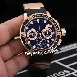 Designer Watches Diver Marine 353-98LE-3/Artemis 353-98LE Black Dial Quartz Chronograph Mens Watch Rose Gold Case Black Rubber Strap discount