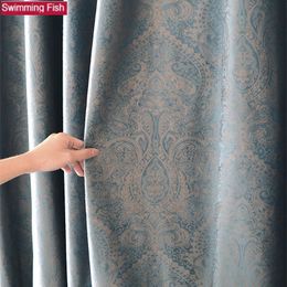 Luxury Blackout Cloth Panel Fabric Curtains for Living room Sunscreen shading Window Curtain for Bedroom Custom 210712