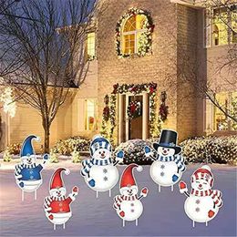 hristmas Yard Signs Set 6PC Christmas Snowman Yard Signs with Stakes for Garden Farmhouse Home Lawn Yard Outdoor Decor (One Set-6PC)
