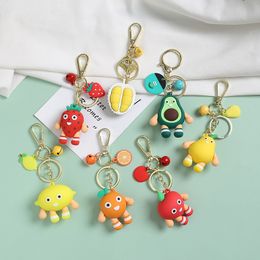 Keychain Fashion Simulation Fruit Avocado Smile-shaped 3D Soft Resin Strawberry Key Chains Jewellery Wedding Party Gift