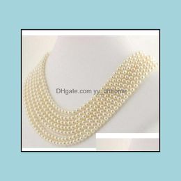 Beaded Necklaces & Pendants Jewellery 8-9Mm Natural South Seas White Pearl Necklace 72 Inch 14K Gold Clasp Drop Delivery 2021 Nuzgk