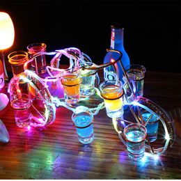 LED Rechargeable Bicycle Shape 12 Hole Bar Cocktail Cup Holder Stand VIP Service Shot Glass Display Wine Glass Rack For Party NightClub Decor