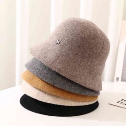 High Quality Wool Hat Autumn and Winter Fisherman Simple Leisure Cashmere Basin Dome Fashion Top