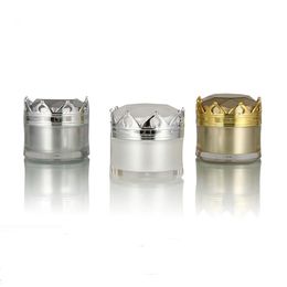 5g 10g cosmetic cream bottle jar luxury empty cosmetics container with crown cap white gold silver SN6095