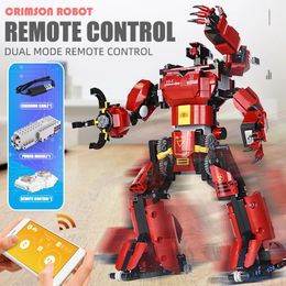 MK Crimson Robot Building Blocks Mould King 15038 APP Remote Control Electric Robots Mechanical Bricks Kids Educational Toy Birthday Christmas For Children Gifts