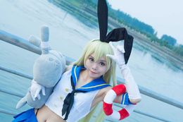 Anime Kantai Collection Shimakaze Uniforms Cosplay Cos Costume Free Shipping+Socks (Top+skirt+Tie+headwear+gloves+socks+thong) Y0913