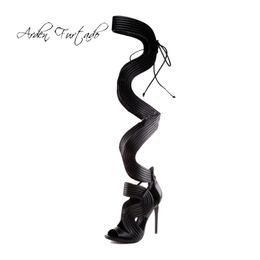 Sandals Arden Furtado Sexy High Heel Ladies Heels Wrapped Shoes Lace Up Strappy Over The Knee Summer Boots