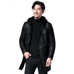 Men's Leather & Faux Genuine Jacket Men Sheep Shearling Real Fur Coat Plus Size Wool Chaqueta Cuero Hombre C567A15741 KJ1114