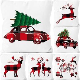 Christmas short plush pillow cases digital printing sofa car Scatter cushion cover throw pillowcases Super soft durable breathable hug pillows can be Customised