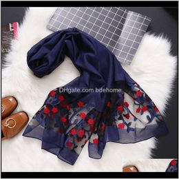 Hats, & Gloves Aessories Drop Delivery 2021 Women Scarf Fashion Spring Summer Silk Scarves Hollow Floral Lady Shawls And Wraps Pashmina Stkhq