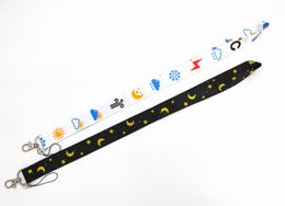 20pcs Cartoon Weather forecast Moon stars Neck Strap Lanyards Badge Holder Rope Pendant Key Chain Accessorie New Design boy girl Gifts Small Wholesale