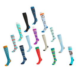 Men's Socks Custom Colorful 20-30mmhg Travel Sport Knee High Running Cycling Compression Womens
