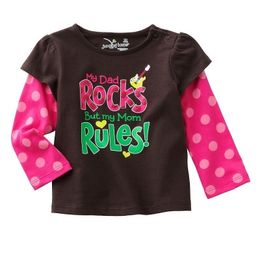 Girls T-shirt kids Tees Shirts Long Sleeve Blouses fashion children clothes tops 100% cotton jersey Rocks Rules 210413