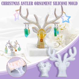 2# Christmas Elks Diy Epoxy Molds Antler Decoration Silicone for Home Santa Claus Gift Natal