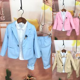 2pcs Children Fomal Suits Set Spring Autumn Boys Slim Coat Pants Clothing Sets Baby Kids Performance Party 20220304 H1
