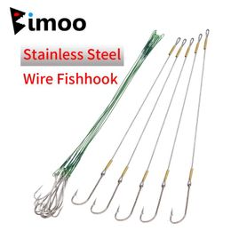 Bimoo 2Packs 25cm/27cm Anti Bite Large Stainless Steel Wire Fishhook Saltwater Fishing Deep Sea Boat /Trolling Tackle Hooks