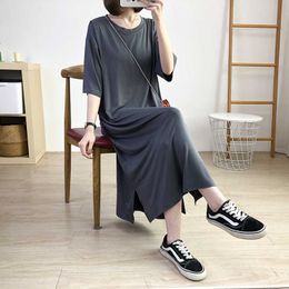 Summer Ultra-thin Modal Cotton Loose Large Size Dress For Pregnant Women Wear Solid Color Breastfeeding Clothes 3936 Q0713