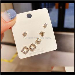 Jewelrydelicate Small Planet Plane Geometric Zircon Set Gold Color Crystal Stud Earrings Women Jewelry Drop Delivery 2021 18Ljs