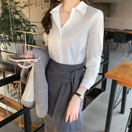 Sweet Gentle Office Lady Feminine Chic Women Blouses Plus Size Loose Elegant Minimalist Stylish Tops Shirts 210421