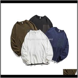 Hoodies & Sweatshirts Mens Clothing Apparel Drop Delivery 2021 Tide Casual Round Neck Solid Fake Two Pieces Mosaic Colour Hip Hop Sweater Men