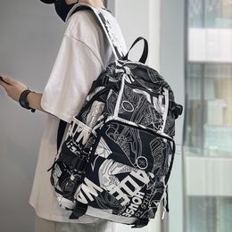 Backpack Women and Men Fashion Harajuku Girl Male School Bag Female Graffiti Print Book Boy Bag Nylon Ladies Laptop Student