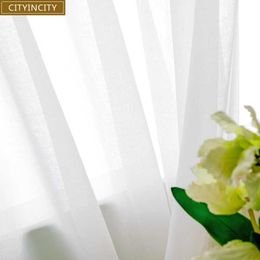 CITYINCITY Soft White Tulle Curtains For Living room Japan style Voile Sheer Window Curtain for bedroom Dinning room Customized 210712