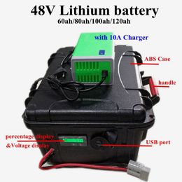 48V 60Ah 80ah 100ah 120ah Lithium li ion battery with percentage display for RV Caravan electric boat Solar system+10A Charger