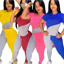 New Summer Women Tracksuits Short Sleeve Outfits Pullover Tee Shirts+pants Two Piece Set Plus Size 2XL Jogging Suit Casual Sportswear Letter Panelled Sweatsuits