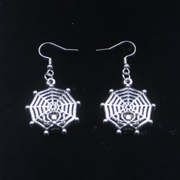 New Fashion Handmade 30*27mm Spider Cowbweb Halloween Earrings Stainless Steel Ear Hook Retro Small Object Jewellery Simple Design For Women Girl Gifts