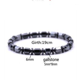 Trendy Bracelet Elastic Pain Therapy Relief Bead Cylinder Charm Men Hematite Bangle