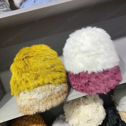 Real rabbit hair Keep warm in snowy days leisure bucket cap men women fishermen hat