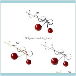 Barrettes Jewellery Jewelryjapanese Harajuku Women Girls Metal Hair Clip Wave Twist Bowknot Romantic Hairpin Faux Pearl Cherry Shaped Bow Aess