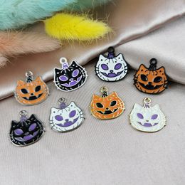 MuhNa 10pcs Halloween Series Charms Enamel Pumpkin Demon Pendants Earrings Decor Floating Jewellery DIY Material Making Gifts