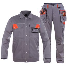 Men Carpenter Mechanic Durable Workwear Jacket Light Weight Working Clothing Suit Sets Work Pants