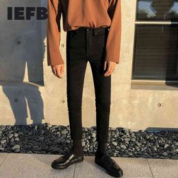 IEFB Korean Fashion Black Jeans Men's Spring Winter Leggings Elastic Tight Trend Slim Casual Denim Pants Trend Trousers 9Y4507 210524