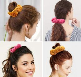 Pony Tails Holder 48Colors Solid Girls Velvet Elastic Hair Scrunchie Scrunchy Head Band Ponytail Hairbands Girls Hair Rope Hair Accessories Wholesale