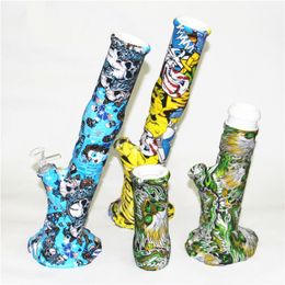 Hookahs Silicone Bong Dab Rigs Water Pipes Bong 14 inch Oil Rig Detachable Unbreakable Percolator Bubbler with Glass Bowls