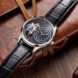 Wristwatches Brand Tourbillon Design Men's Quartz Watch Multi-function Sports Leather Strap Waterproof Men Watches Reloj Hombre ClockWri