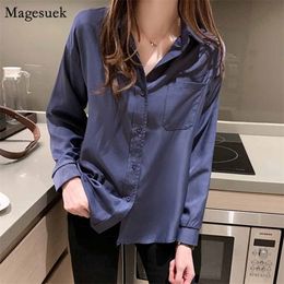 Autumn Shirts Women Blouses Office Lady POLO Collar Fashion Tops Blusas Mujer De Moda Loose Korean Clothing 10614 210518