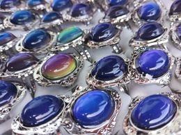 mood ring large oval crystal Colour change to the temperature adjustable size