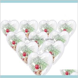 Festive Party Supplies Home Garden Decorations Openable Transparent Plastic Heart Shaped Christmas Tree Ball Baubles For Birthday Wedd