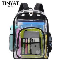 Backpack Style TINTAT Heavy Duty Transparent Women Clear School Waterproof Multi Pockets Large Bags Student Mochila Teenages