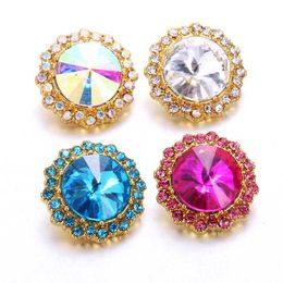 Charm Bracelets 10pcs/lot Snap Button Jewellery Mixed Crystal Rhinestone Flower 18mm Metal Buttons Fit Leather Snaps Bracelet Bangles9124