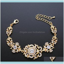 Link, Chain Bracelets Jewelrydesigners Exquisite Bridal Jewellery Austrian Crystal Women Bracelet Bra50 Drop Delivery 2021 Kgvn0