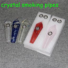 Natural Crystal Stone pipes For Smoking Tobacco Pipe healing HandPipes & Carb Hole Gemstone handPipe Tower Quartz Point